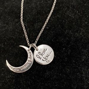 I love you… To the moon and back sterling silver pendant necklace